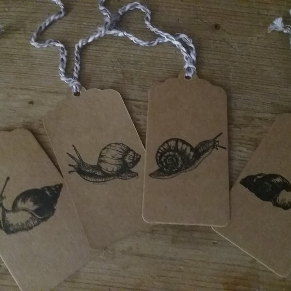 Set 4 Snails Gift Tags