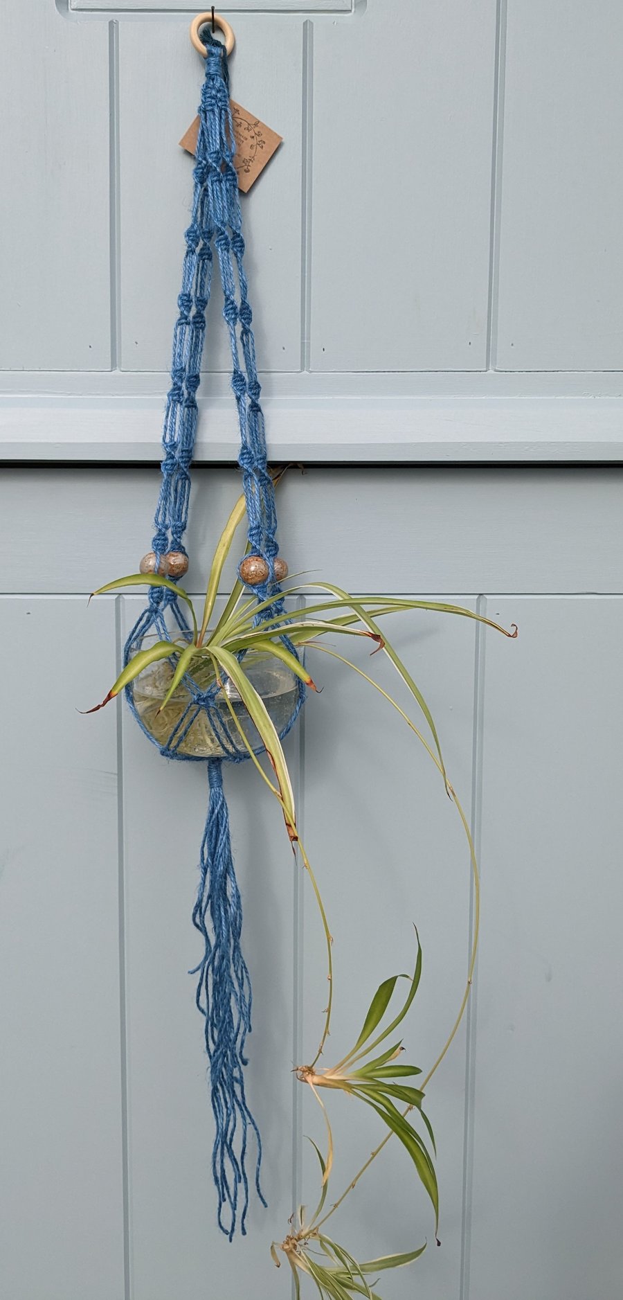Unique Eco Macramé Jute and Ceramic Bead Plant Pot Holder Hanging Basket