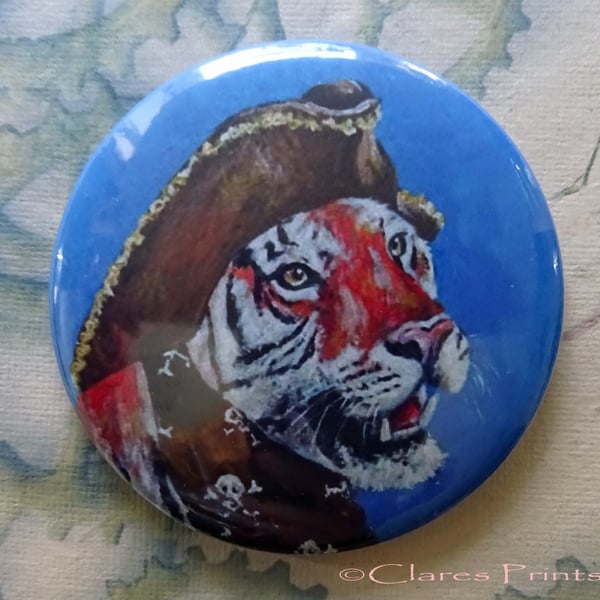 Pirate Tiger Art Badge 58mm Button Animal Badges Cats Steampunk