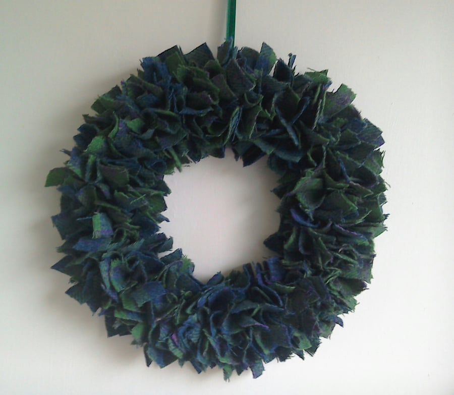 HarrisTweed blue green and lilac check decorative  wreath