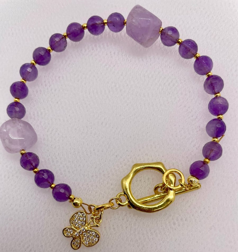 Amethyst Bracelet with Charm