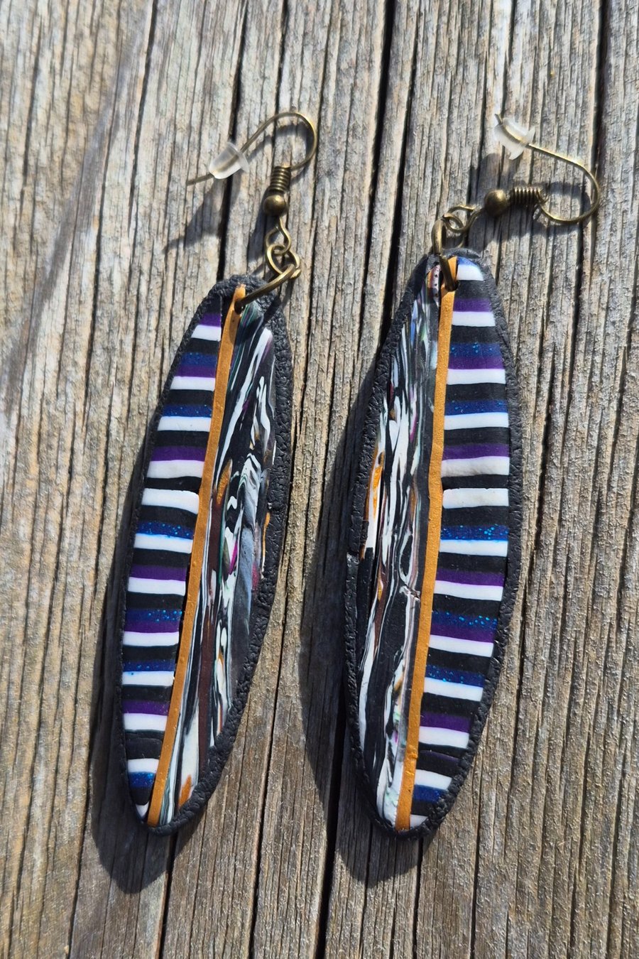 Polymer Clay Artisan Stripy Earrings 