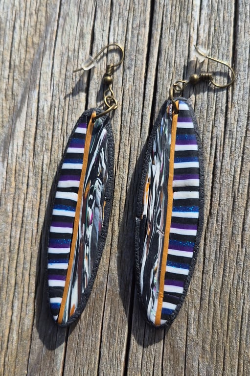 Polymer Clay Artisan Stripy Earrings 