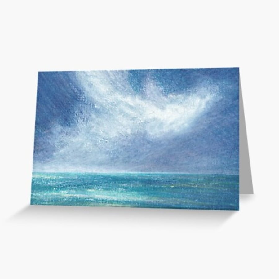 Storm cloud and turquoise sea blank artist card cello free