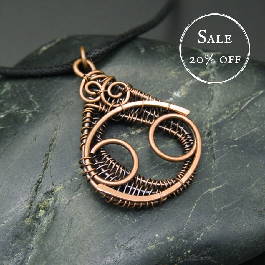 SALE - Copper Star Sign Pendant - Cancer - Crab
