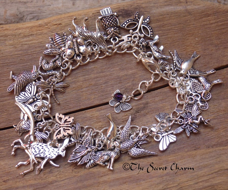 Animal Spirits Silver Charm Bracelet, Gift For Nature Lover