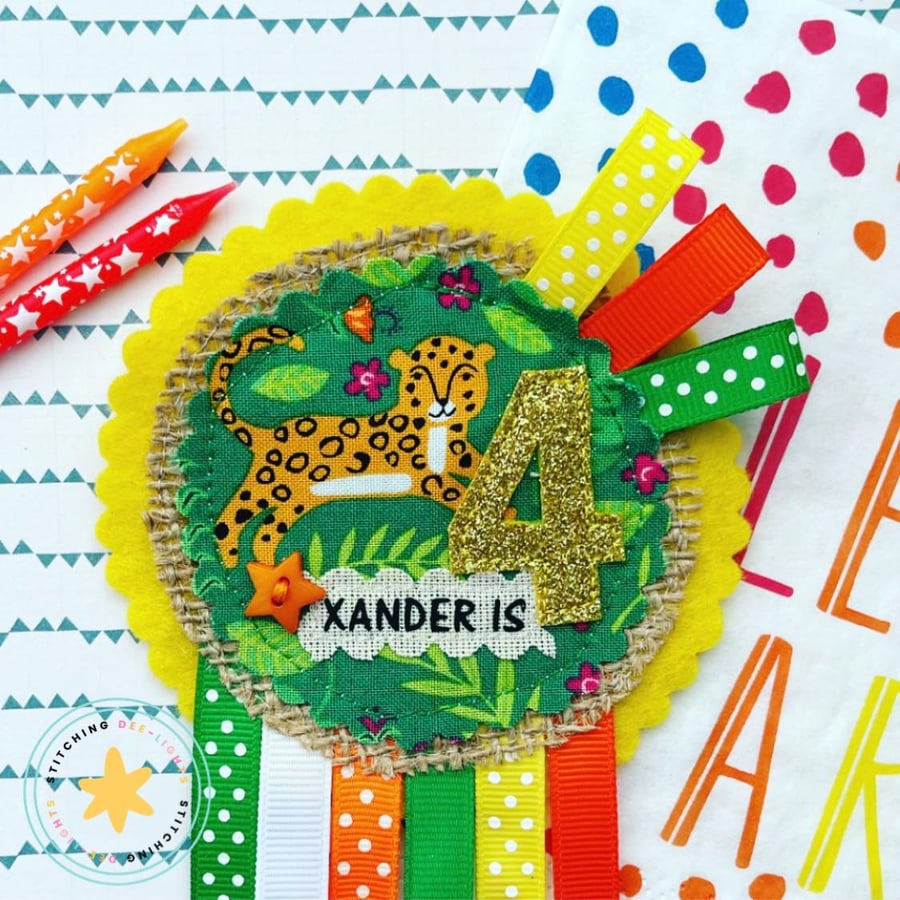 Personalised Jungle Theme Birthday Rosette
