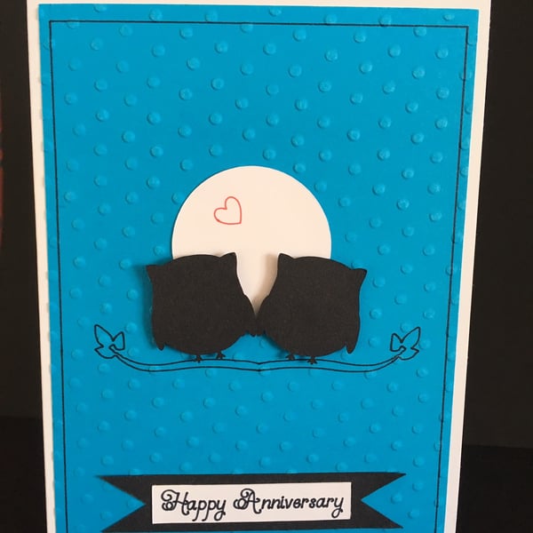 Owl or Penguin Anniversary Card - Personalisation Available
