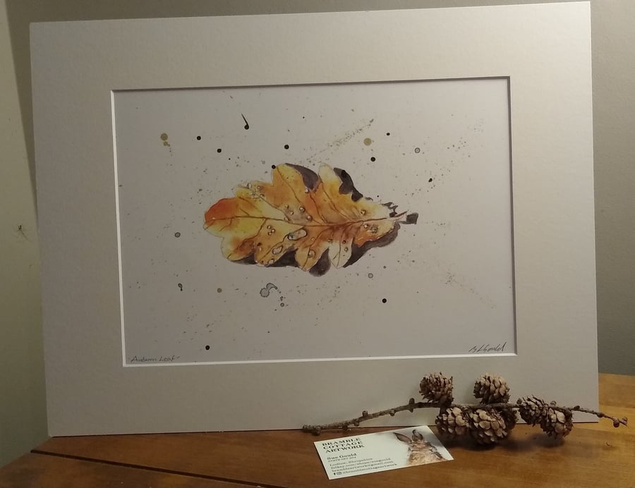  Autumn Leaf - An A4 Mounted print of an Original Painting 