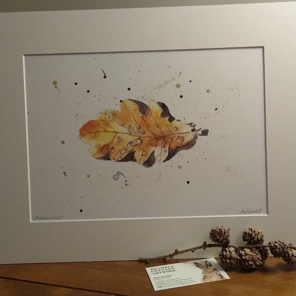  Autumn Leaf - An A4 Mounted print of an Original Painting 