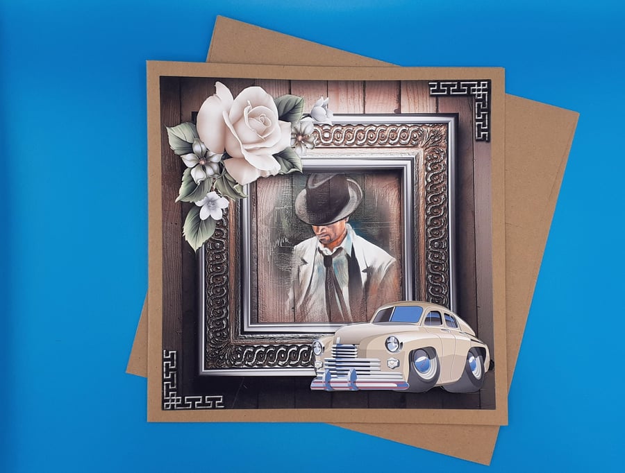 Birthday Card For Him, Large, Decoupage 