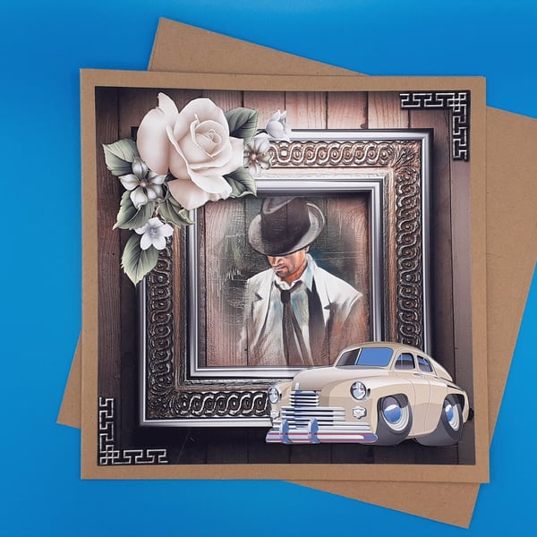 Birthday Card For Him, Large, Decoupage 