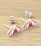 Cinnabar moth stud earrings, handmade from sterling silver - Image 1