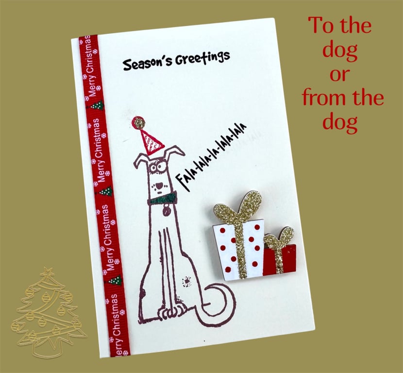 Christmas card for the dog, from the dog , cute dog card with gifts, dog lover 