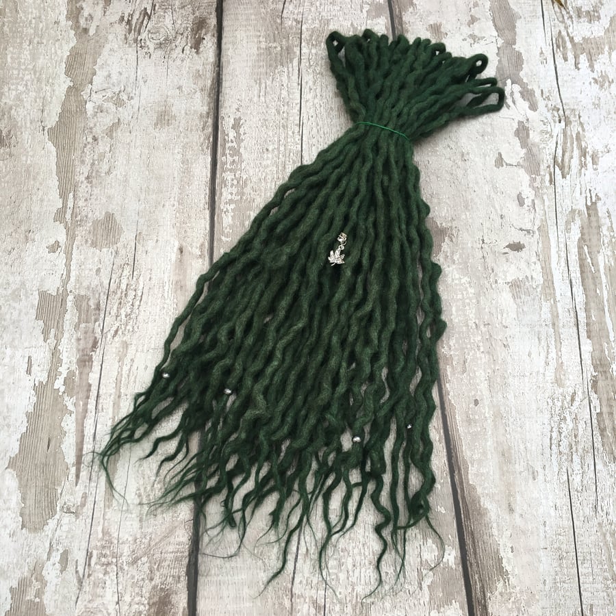 Forest Green - Wool Dreadlocks - Choose Your Amount and Length 
