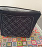 Small fabric purse with sashiko embroidery detail lined with liberty cotton fabr - Image 1