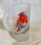 Robin Frosted Beer Glass, 500ml Glass Stein with Handle.  - Image 3