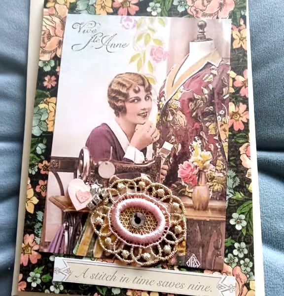 Vintage-style Birthday Card - Pretty Sewing Card - Keepsake - Special Card