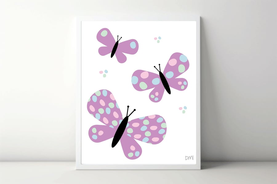 Spotty Butterflies A4 Art Print 