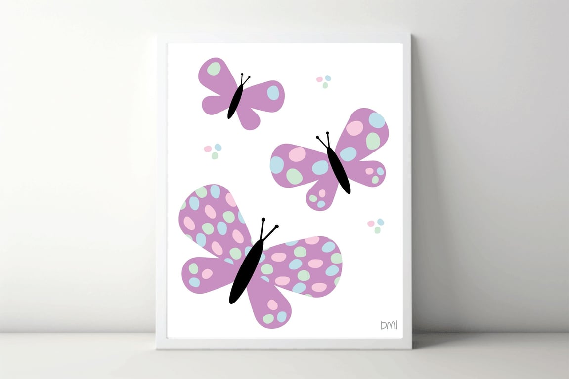 Spotty Butterflies A4 Art Print 
