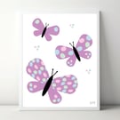 Spotty Butterflies A4 Art Print 