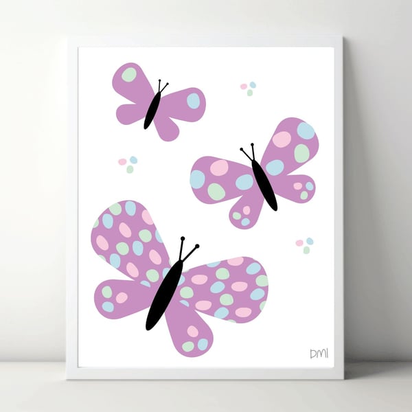Spotty Butterflies A4 Art Print 
