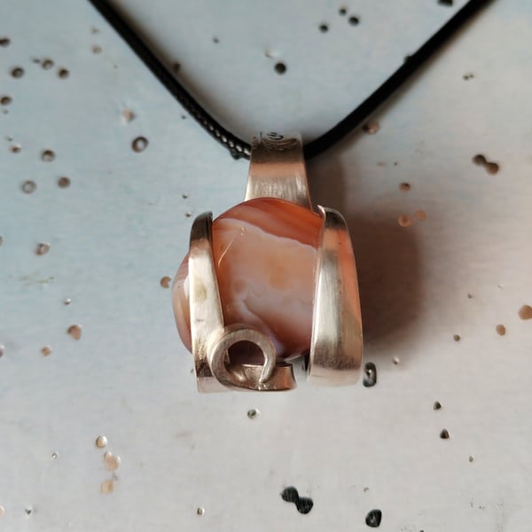 Handmade Botswana agate silver plated fork pendant necklace. 