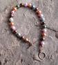  Mixed Autumn Colours, Pearl Bracelet with a Rose Gold Filled Toggle Clasp - Image 6