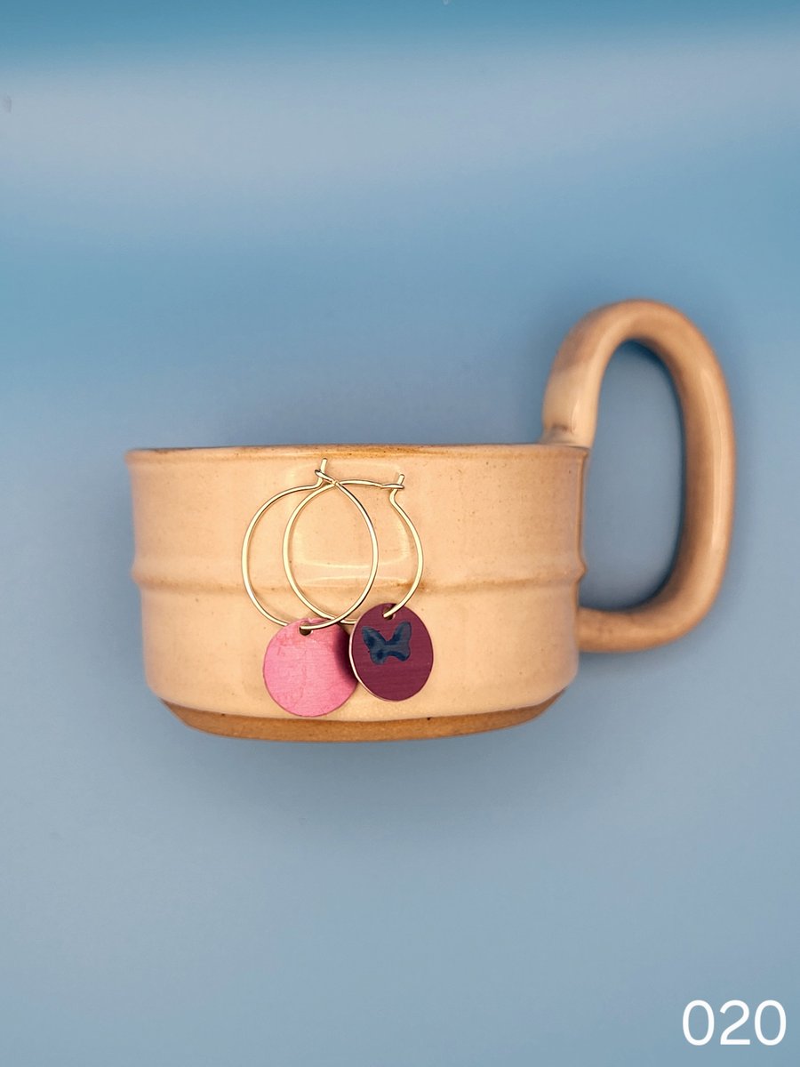 Handmade Aluminium and Silver Reversible Earrings - 020