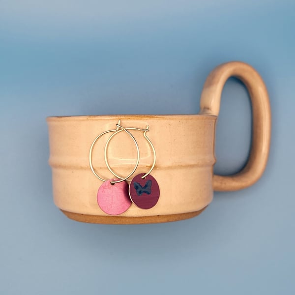 Handmade Aluminium and Silver Reversible Earrings - 020