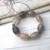 Web Agate Beaded Elasticated Bracelet. Very Delicate. 