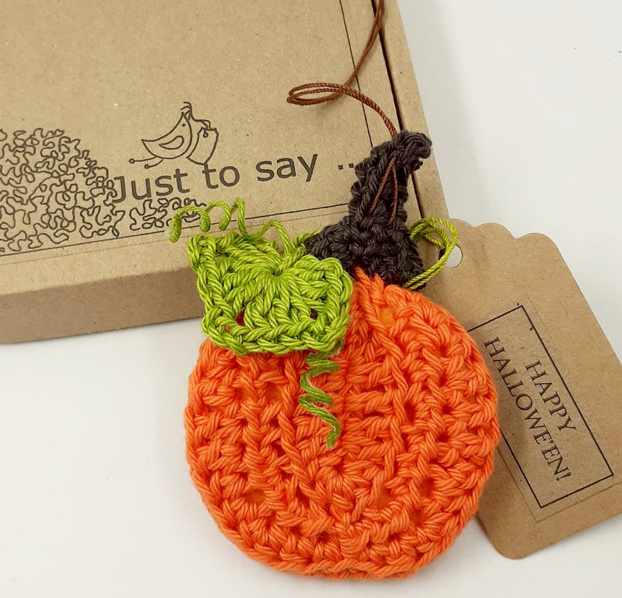 Crochet Pumpkin Hanging Decoration  - Alternative to a Greetings Card 