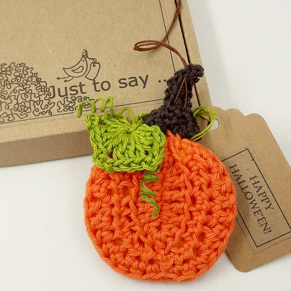Crochet Pumpkin Hanging Decoration  - Alternative to a Greetings Card 