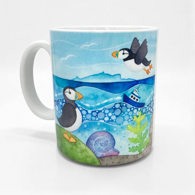 Puffin Mug - Seaside Watercolours - Nautical Coastal Kitchen Decor