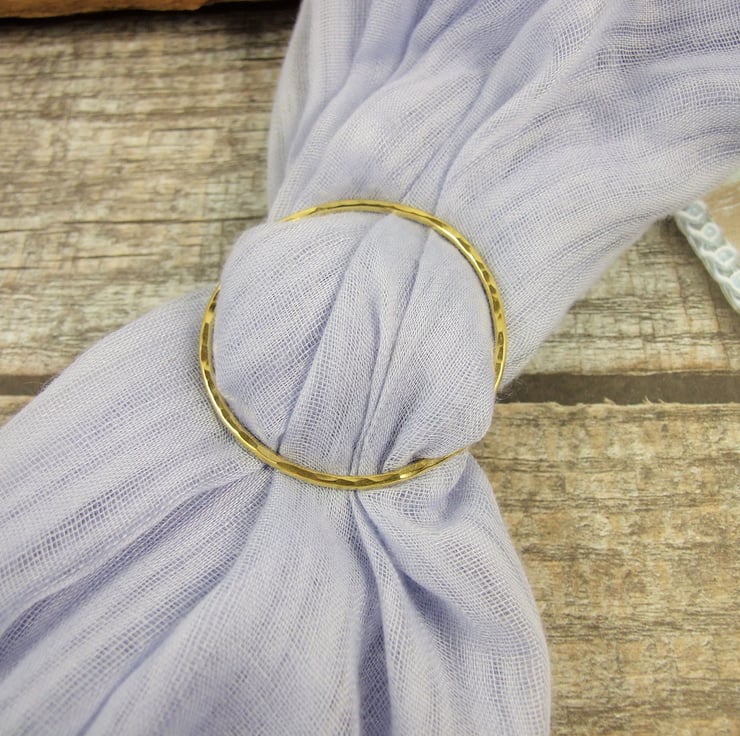 Hammered Brass Round Scarf Ring, Artisan Buckle... Folksy
