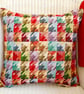 Cushion Cover: Tapestry Squares design Red reverse 17" (43cm) - Image 1