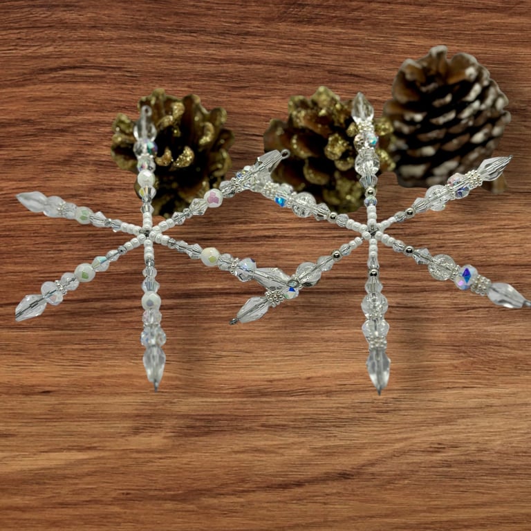 Snowflake decorations- set of 2 medium size