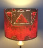 70s 80s Abstract Red Orange Aztec Geometric VIntage fabric Lampshade - Image 5