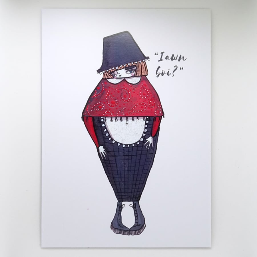 'Iawn boi?' Welsh lady Small Poster Print