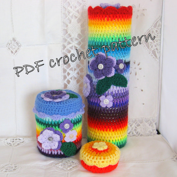 Crochet pattern. Recycle your tins and boxes. Fits all round bases.