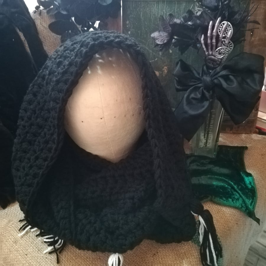 Wednesday Black Crochet Snood