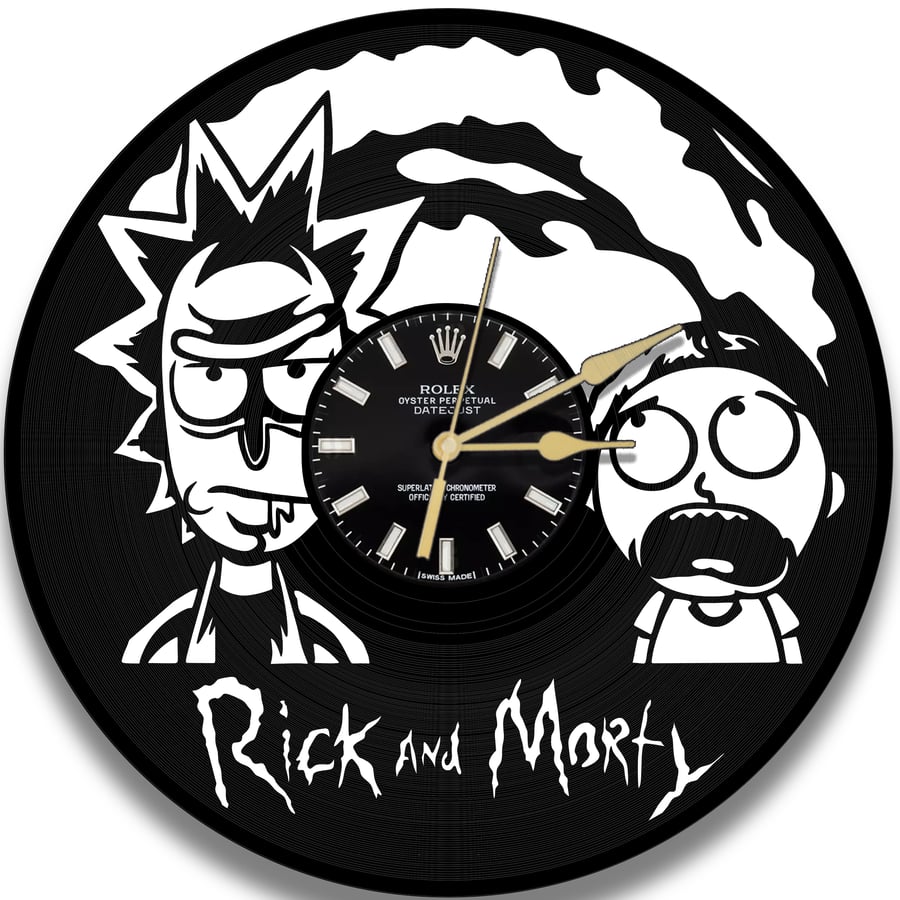 Rick & Morty Vinyl Record Effect Clock - Quartz Movement