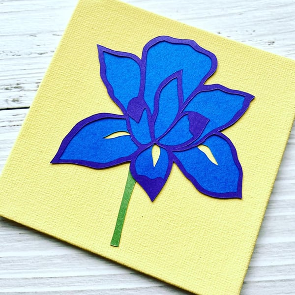 Mini 'Iris' Original Hand Cut Papercut on Canvas