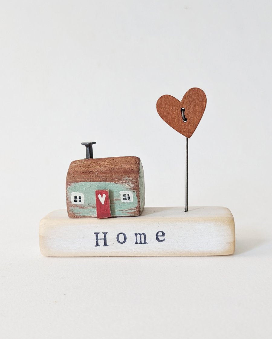 Little Wooden Painted House and Base in a Bag