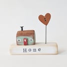 Little Wooden Painted House and Base in a Bag