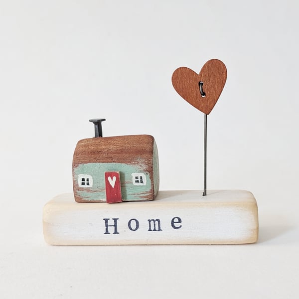 Little Wooden Painted House and Base in a Bag