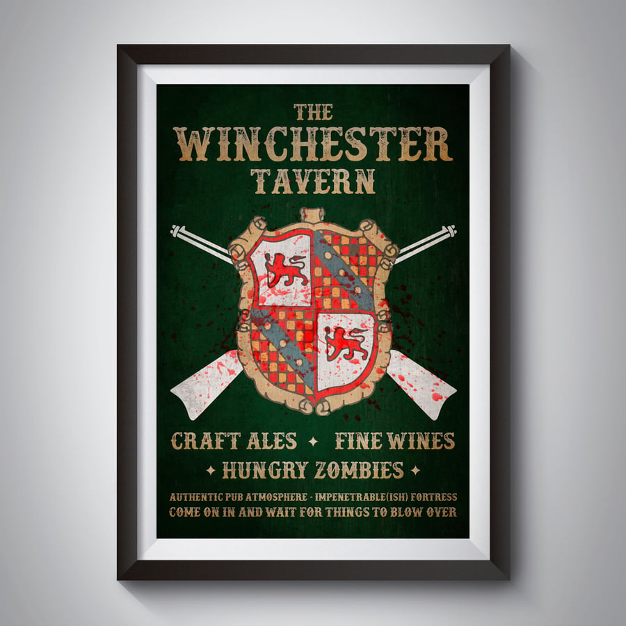 Shaun of the Dead Winchester Pub Bar Sign Movie Poster Print Wall Art Gift