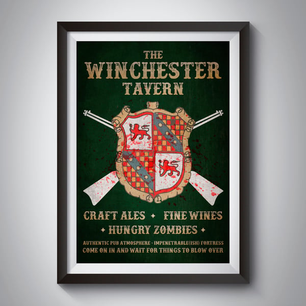 Shaun of the Dead Winchester Pub Bar Sign Movie Poster Print Wall Art Gift