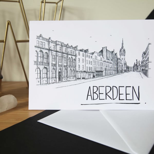 Aberdeen Skyline Greetings Card