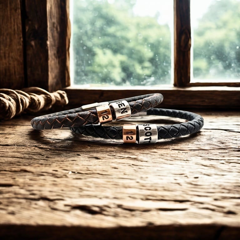 12th Birthday Gift - Personalised Leather Bracelet - Son Brother Grandson Nephew